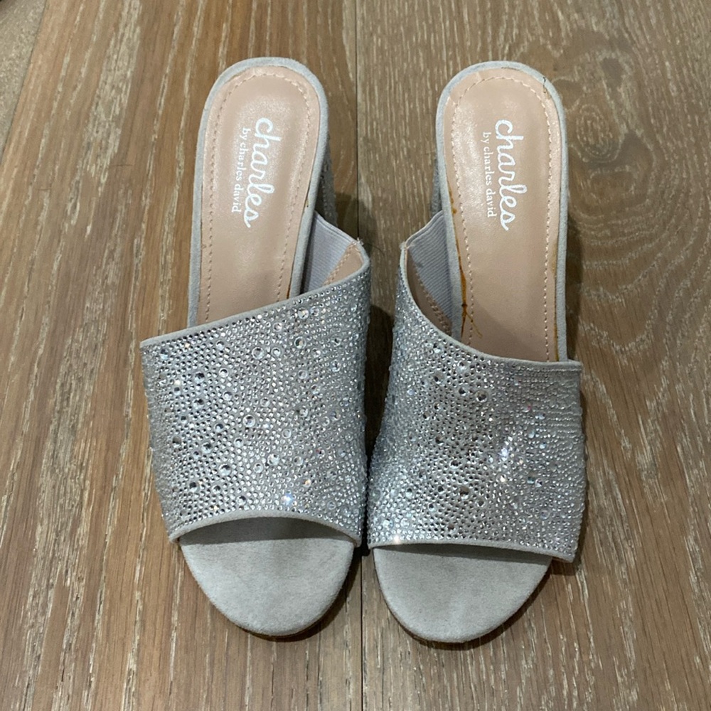 Charles by Charles David sequin slide with heel.